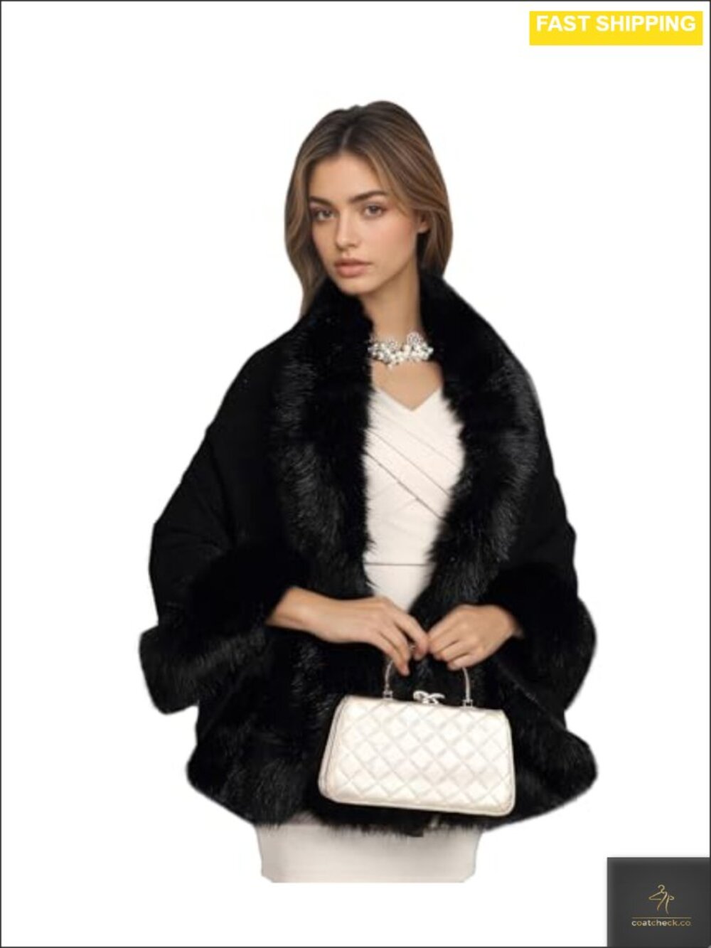 Faux Fur Shawl Wrap One Size Sleeveless Wedding Evening